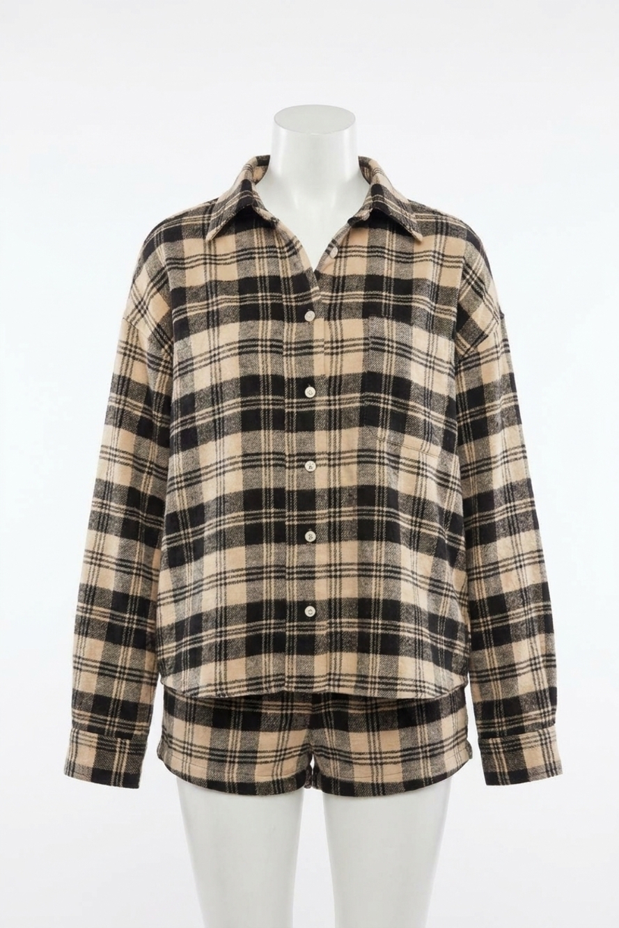 NEW CHASER flannel long sleeve button down shirt in london plaid
